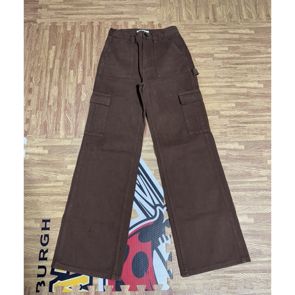 Brown Wide Leg Cargo‎ Pants Utility Style Streetwear Trousers